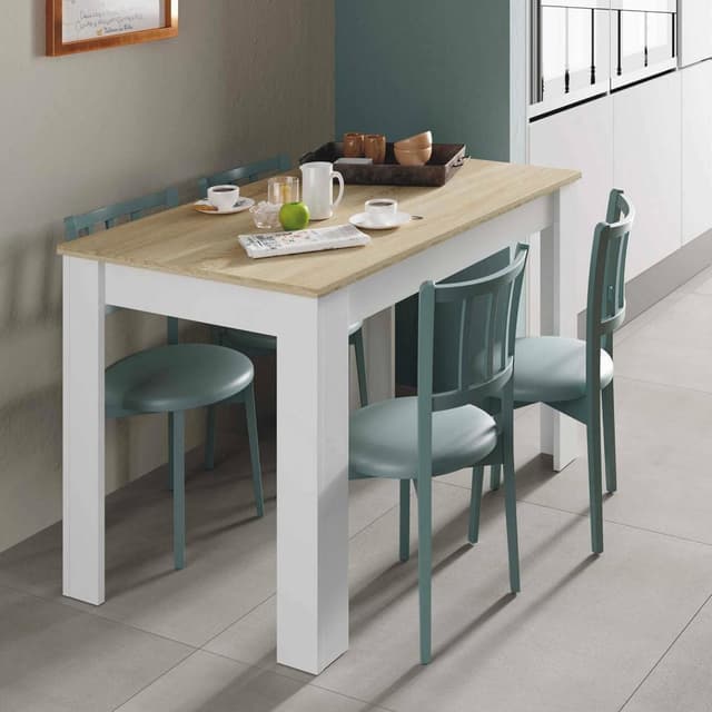 Detalle de Dmora Tavolo Lowell 109x67x78, bianco e rovere