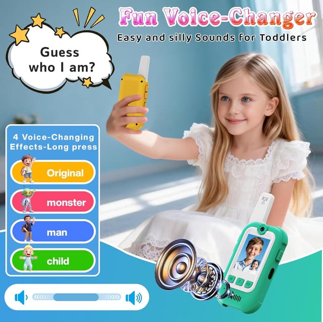 Detalle 1 de MoonLull Kids Video Walkie Talkies with Camera (No Wi‑Fi/SIM) – Secure Encrypted 2‑Pack, 300m Long Range