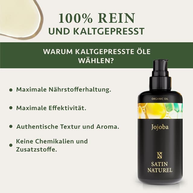Thumbnail 6 de Satin Naturel Bio Jojobaöl kaltgepresst (200 ml) – 100% reines Jojobaöl für Gesicht, Körper, Haare & Nägel