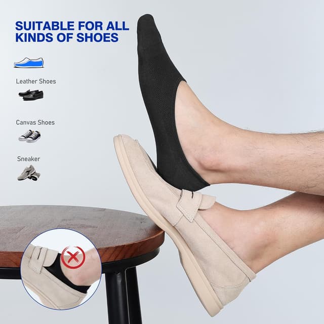 Detalle 2 de CLOSEMATE Chaussettes invisibles homme/femme 6 paires (39-42 / 43-46) en coton élastique antidérapantes