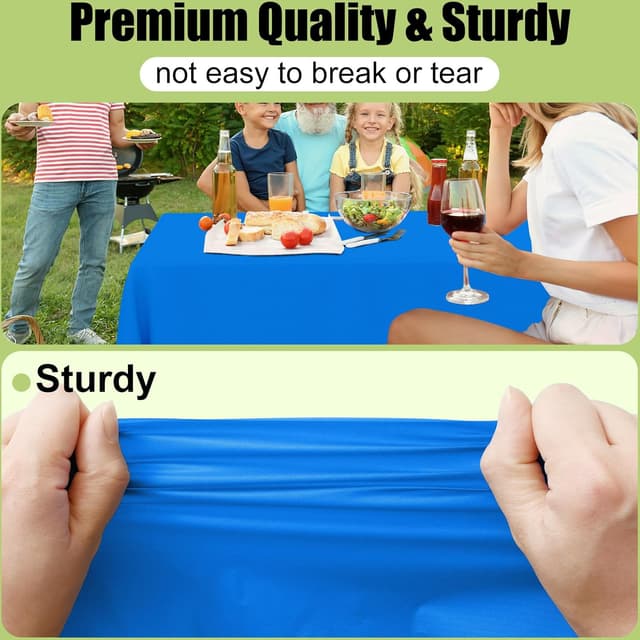 Detalle 2 de Smiry Disposable Table Cloth (6-Pack) Waterproof Rectangle Table Cover, Blue, 54 x 108 Inch