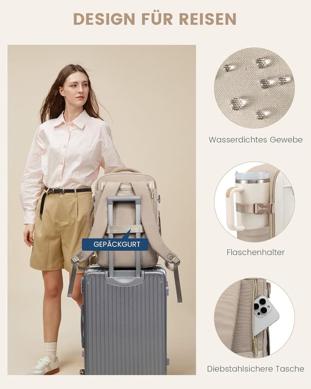 Thumbnail 6 de LOVEVOOK Ryanair Handgepäck 40x30x20 cm Khaki Beige