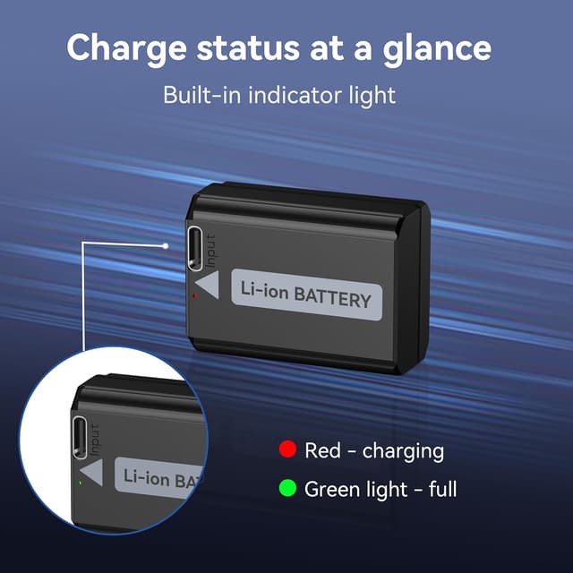 Detalle 2 de ENEGON NP-FW50 Type-C charging port battery (1500mAh) for Sony ZV-E10, A6xxx, A7 series and more