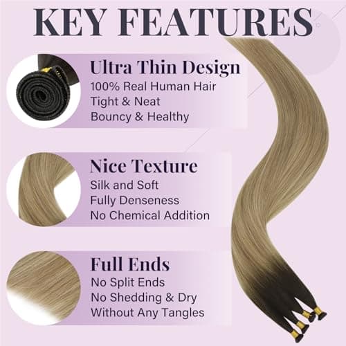 Detalle 2 de Fshine Extensiones de Pelo Natural Castaño a Rubio Medio 💇♀