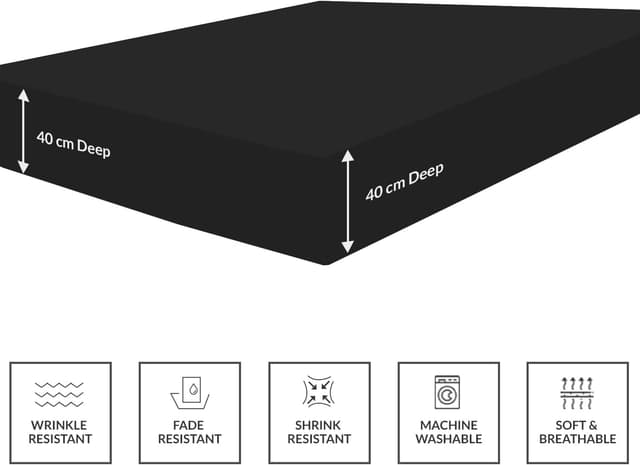 Detalle de Pamposh King Size Extra Deep Fitted Sheets (40 cm / 16 in pocket) – Brushed Microfibre, Hypoallergenic & Fade Resistant