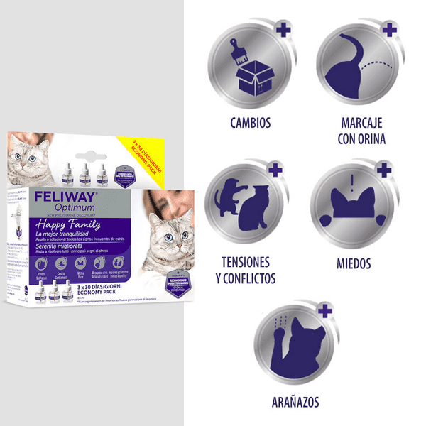 Detalle de Feliway Optimum Pack Ahorro 3 Recambios 😺 Calmante 90 días