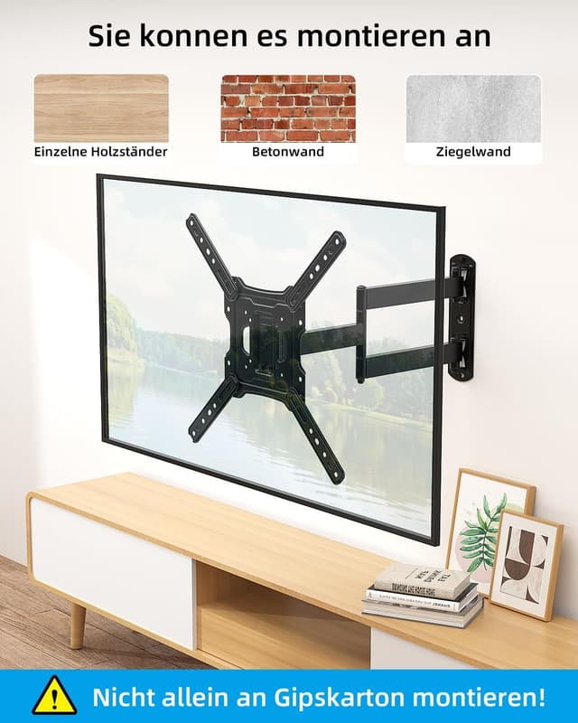 Thumbnail 6 de HOME VISION TV-Wandhalterung schwenkbar & neigbar (Vollbeweglich) für 26–55 Zoll bis 40 kg, Extra langer Arm 52 cm, max. VESA 400x400