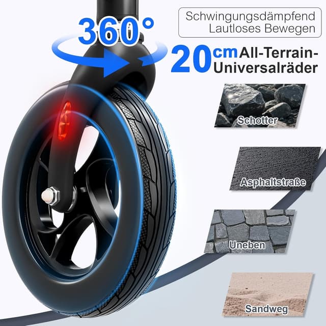 Detalle de Matinal Leichtgewicht Rollator faltbar mit Sitz – bis 160 kg belastbar, 6-fach höhenverstellbar