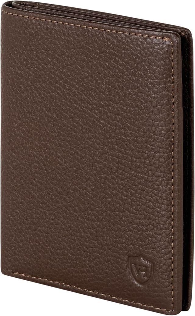 Detalle de VON HEESEN Leder-Geldbörse mit Münzfach & RFID-Schutz – Echtleder Portemonnaie in Braun