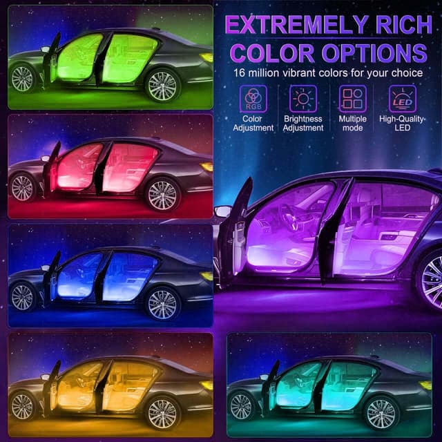 Detalle 2 de LETRADE 4 in 1 Interior Car LED Light Strip (RGB) with Music & Remote Control