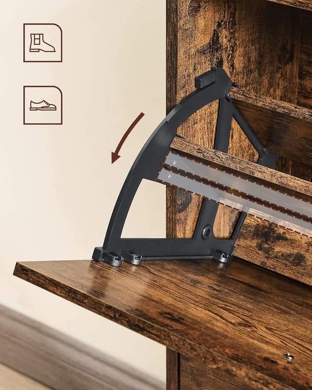 Thumbnail 6 de VASAGLE Scarpiera con 2 ribalte LBC02BX, scaffale portascarpe con divisori regolabili (8-12 paia), 24 x 60 x 83,5 cm