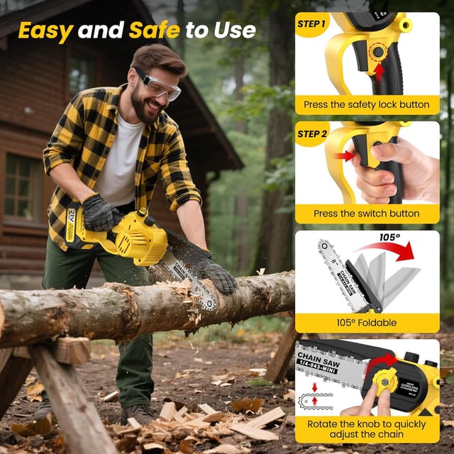 Thumbnail 6 de Mini Motosierra Batería 8000mAh, 1000W Sin Escobillas 🪚