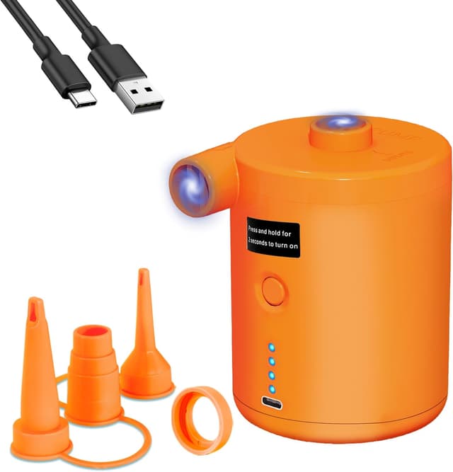 Detalle de Electric Air Pump for Inflatables (4000mAh) – Cordless pump with 3 nozzles for airbeds, paddling pools and more