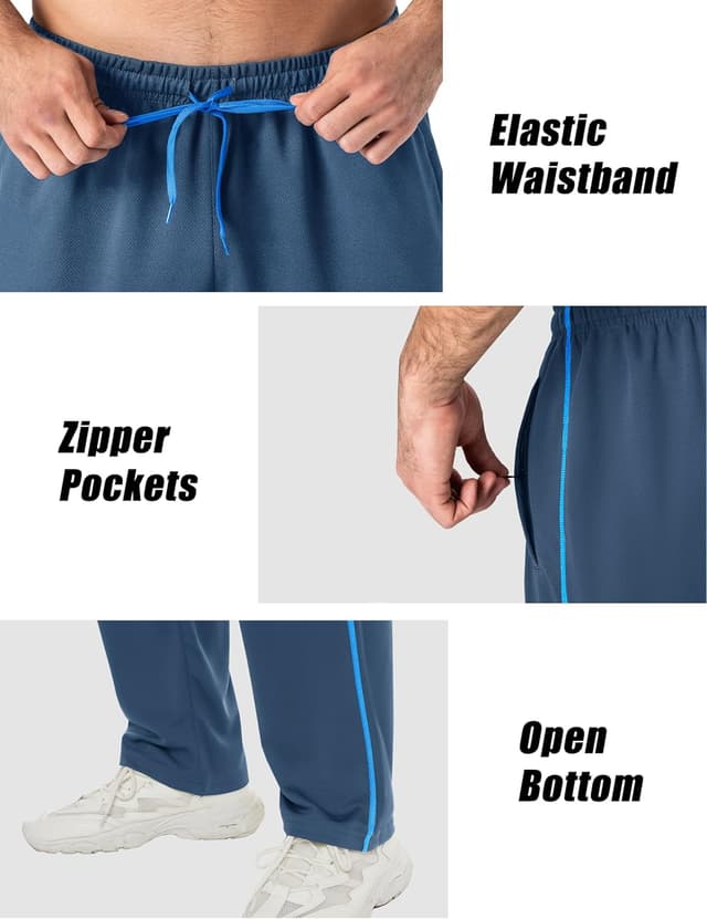 Detalle de EKLENTSON men’s mesh jogging tracksuit bottoms with zipper pockets