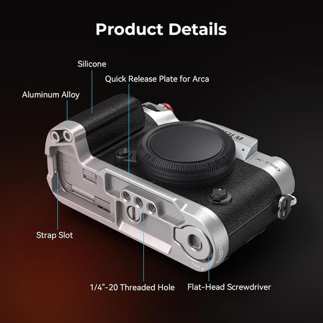 Thumbnail 6 de SmallRig X-T50 Handgriff (L-förmiger Silikongriff) mit Arca-Schnellwechselplatte, Auslöser & Hot-Shoe-Abdeckung – 4713C