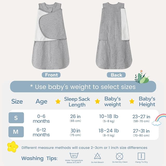 Detalle 2 de ZIGJOY Newborn Sleeping Bag Swaddle Wrap 1.0 TOG (100% cotton) – Grey