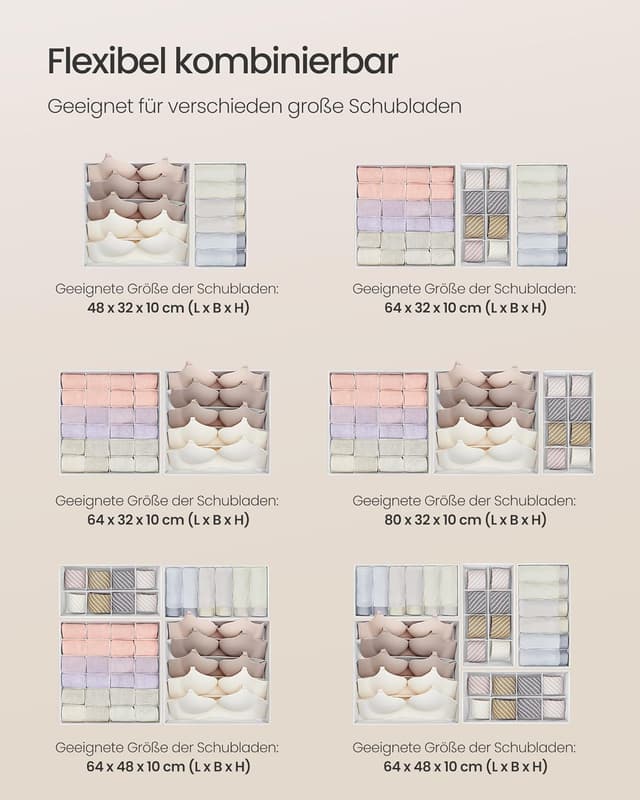 Thumbnail 4 de SONGMICS Unterwäsche-Organizer 8er Set 32x32x10 cm