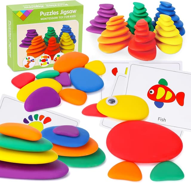 Detalle de GiddyGlow Puzzles Montessori stacking toy for age 3-6 đź§©