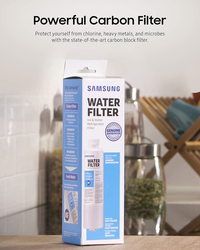 Detalle 2 de Samsung Genuine Carbon Block Refrigerator Water Filter (HAF-CIN/EXP) – 6-Month Life, 1-Pack