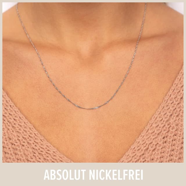 Detalle de Chaîne d’argent 925 pour femme GOOD.designs, sans pendentif, maillons fins (1,3 mm) en plusieurs longueurs