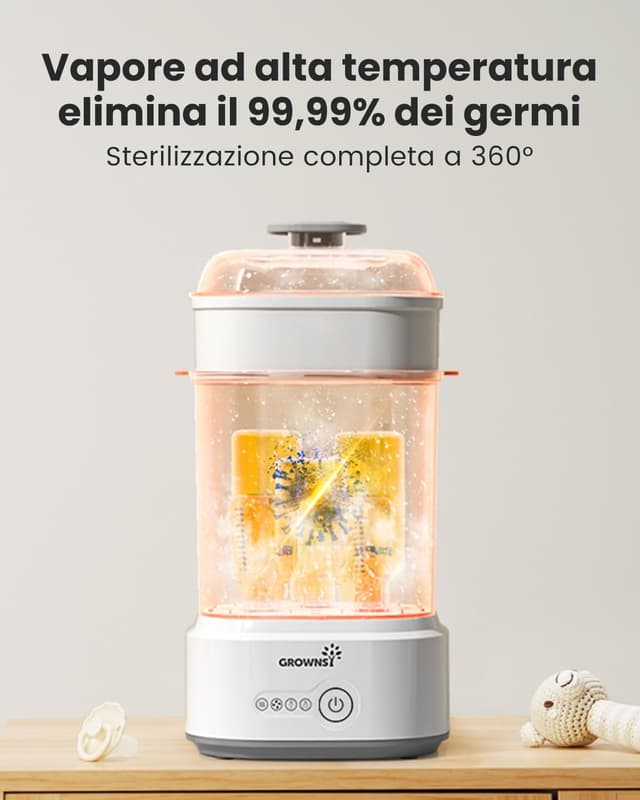 Detalle 2 de Grownsy Sterilizzatore Biberon elettrico a vapore con asciugatura e funzioni 5 in 1