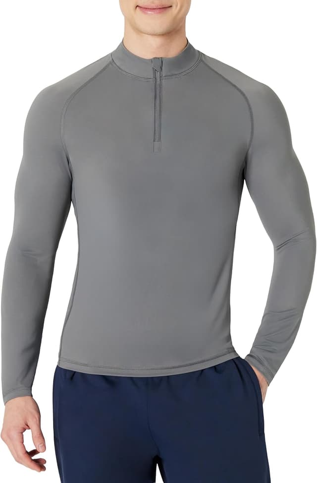Detalle de Amazon Essentials Homme Rashguard manches longues à fermeture 1/4
