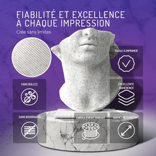 Thumbnail 3 de WINKLE Filament PLA HD Texturé Marbre 1 kg