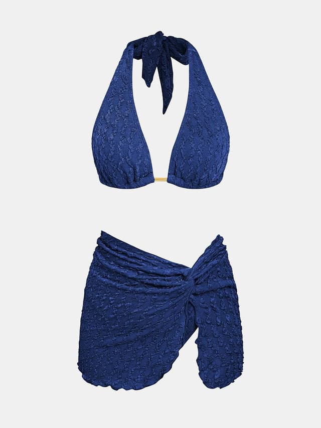 Detalle de CUPSHE Bikini da donna set tre pezzi con scollo a V strutturato e coppe imbottite estraibili