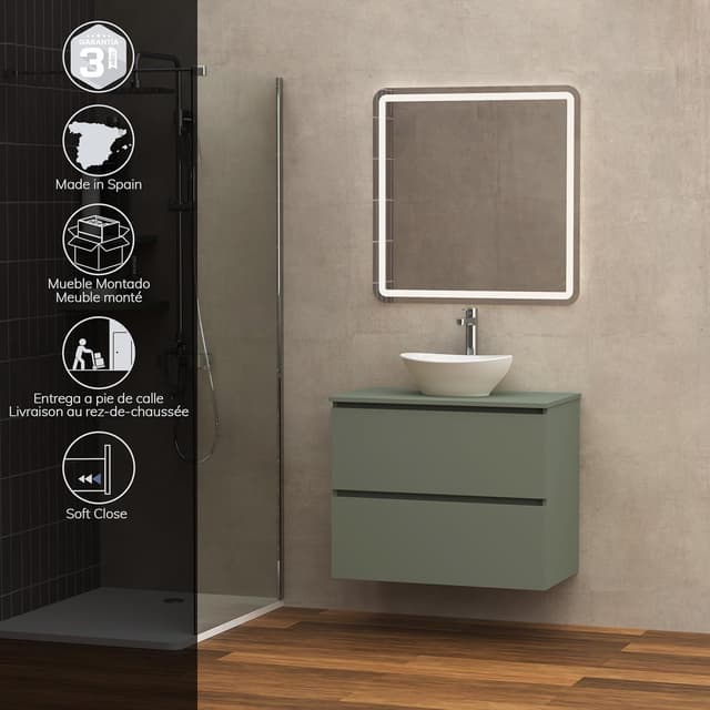 Detalle 2 de Baikal Mueble de Baño Klay 80 cm Verde Musgo