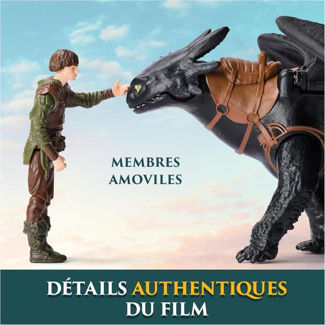 Detalle de Figurines articulées DreamWorks Dragons : Krokmou + Viking Harold (duo) pour enfants dès 4 ans