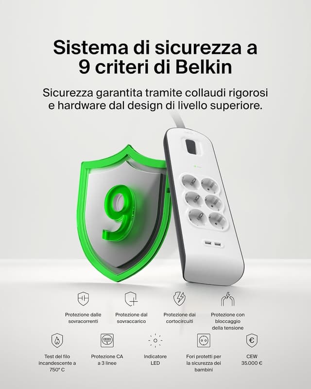 Thumbnail 4 de Belkin Ciabatta multipresa 6 prese + 2 USB, cavo 2 m 🔌