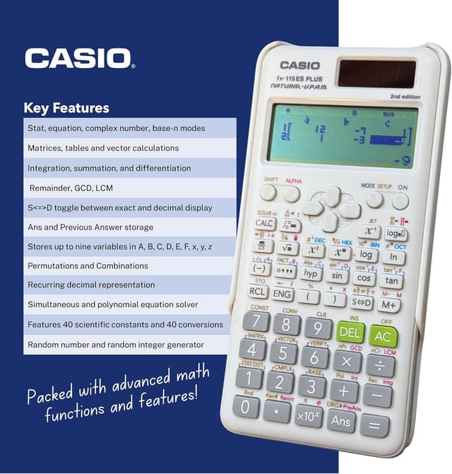 Detalle de Casio fx-115ES Plus Scientific Calculator 280 📐