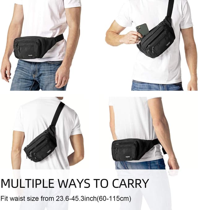 Detalle 2 de FREETOO Gürteltasche für Damen und Herren mit 6 Reißverschlusstaschen – wasserdichte Bauchtasche für Hundespaziergänge, Laufen und Reisen