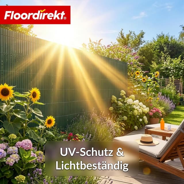 Thumbnail 6 de Floordirekt PVC Sichtschutzmatte 200 x 300 cm in Grün – Windschutz mit Lamellen für Garten, Balkon & Terrasse