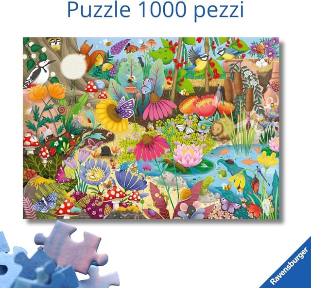 Detalle 2 de Ravensburger Puzzle 1000 Pezzi “Il Piccolo Mondo del Giarno” (70 x 50 cm) per adulti, +14 anni
