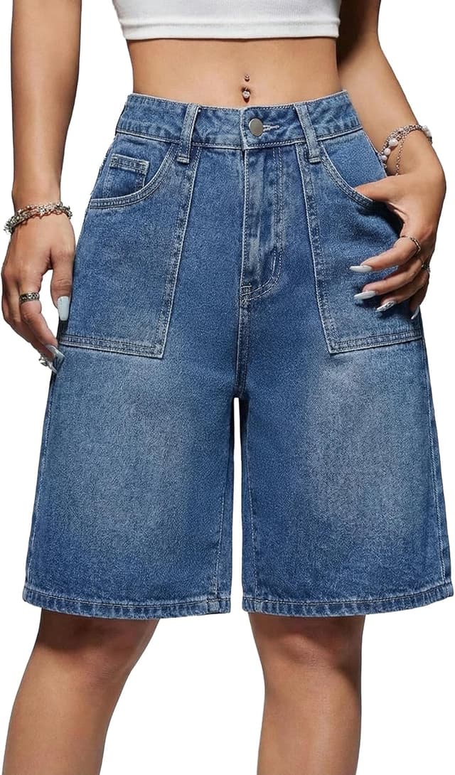 Detalle 1 de Women’s denim jorts with baggy fit