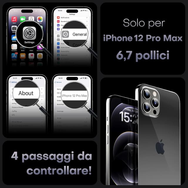 Detalle de TOCOL Cover magnetica per iPhone 12 Pro Max 6,7” con MagSafe e protezione fotocamera integrata (nero)