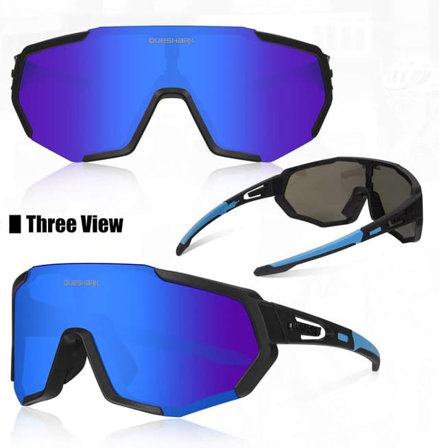 Detalle de Queshark Occhiali da ciclismo polarizzati con 5 lenti intercambiabili TR90