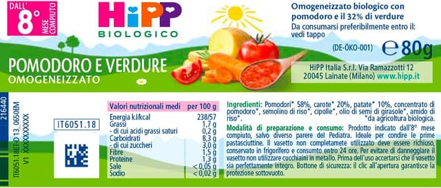 Thumbnail 2 de HiPP Baby Sugo Biologico 24 vasetti 🍅