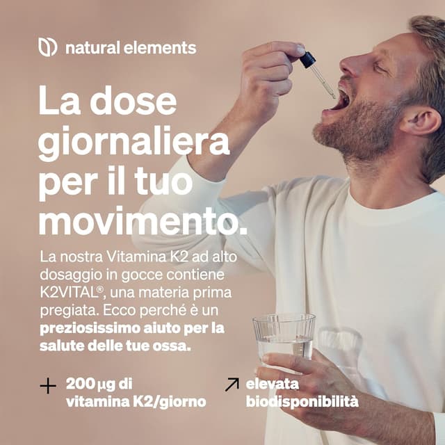 Detalle de Natural elements Vitamina K2 MK-7 200 µg (MK-7) in gocce vegane 50 ml