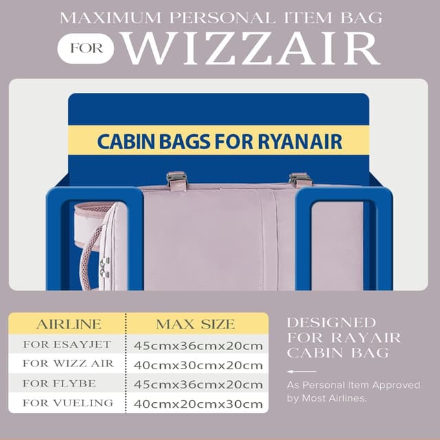 Detalle 2 de Hayayu Rucksack für Ryanair Handgepäck 40x30x20 mit Laptopfach – Diebstahlsichere Weekender-Tasche