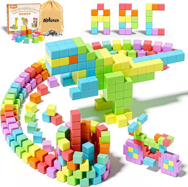 Detalle de Apluses Magnetische Bausteine 42-teilig – Montessori Magnetwürfel ab 3 Jahren mit Tragetasche