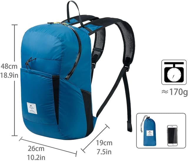 Detalle 2 de Naturehike Ultralight Foldable Waterproof Backpack (25L, 30D Nylon) Dry Bag Style for Hiking & Travel