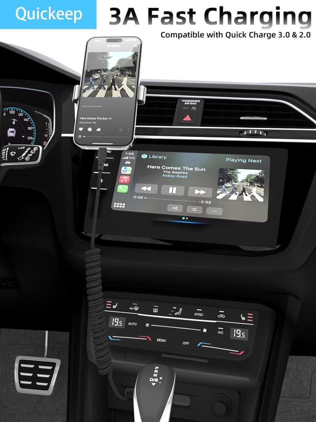 Thumbnail 4 de Quickeep Car Carplay Cable 3ft Coiled USB A to C