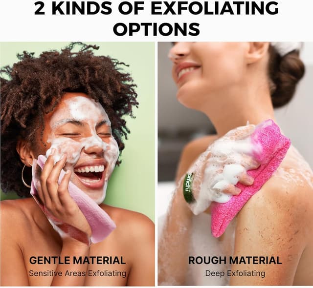 Detalle de ZOMCHI Sacs à savon exfoliants : pochette rugueuse + pochette souple (2 pièces) rose