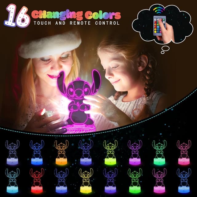 Detalle de Eygerur Stich Lampada 2 pezzi 16 colori 🌙