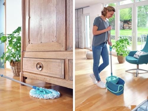 Detalle 2 de Leifheit Clean Twist Disc Mop Ergo 2.0 (Click System) set de fregona rotatoria con palo telescópico