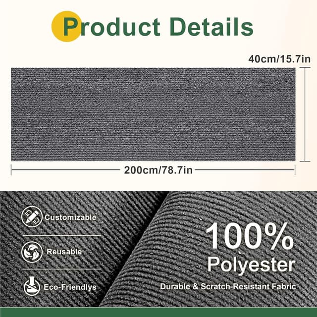 Detalle 2 de Gimars 40×200cm thickened self-adhesive cat scratching mat (DIY cuttable) in grey