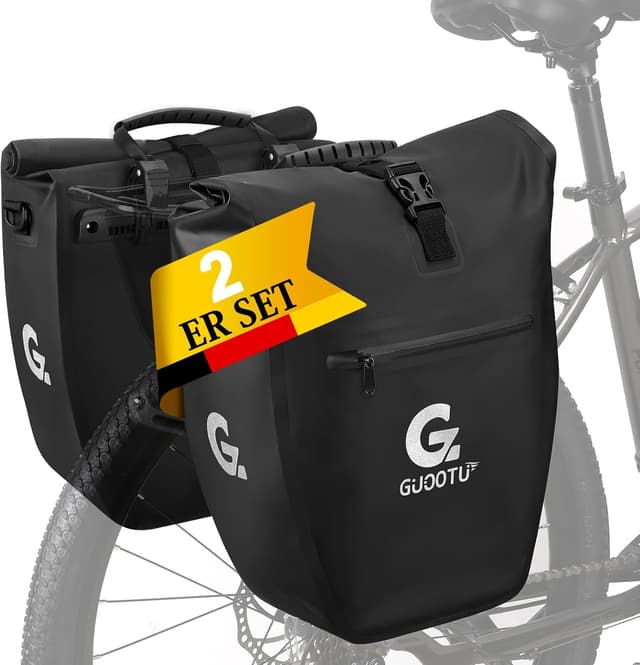 Detalle de GUOOTU 2er Set Fahrradtasche Gepäckträger 24L Schwarz
