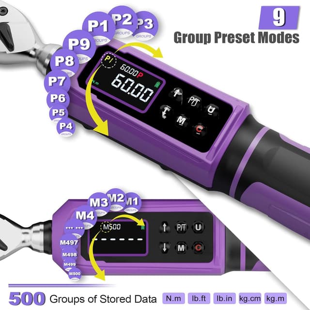 Thumbnail 3 de ANPUDS Clé Dynamométrique Numérique 3/8'' 0,9–60 Nm